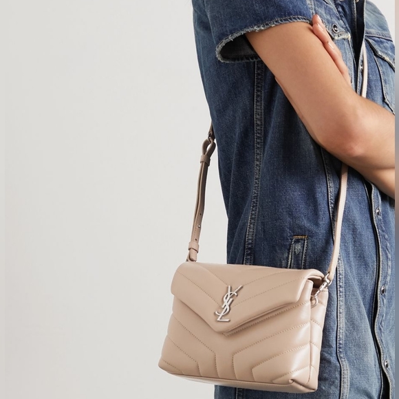 Authentic YSL Saint Laurent LOULOU TOY STRAP BAG IN MATELASSÉ "Y" LEATHER  Beige - Picture 5 of 17